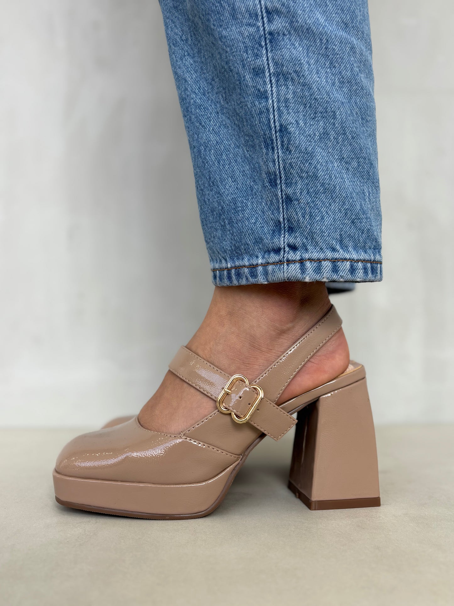 13760 - Zapatos Mary Jane para Mujer en Nude Rosado con Plataforma
