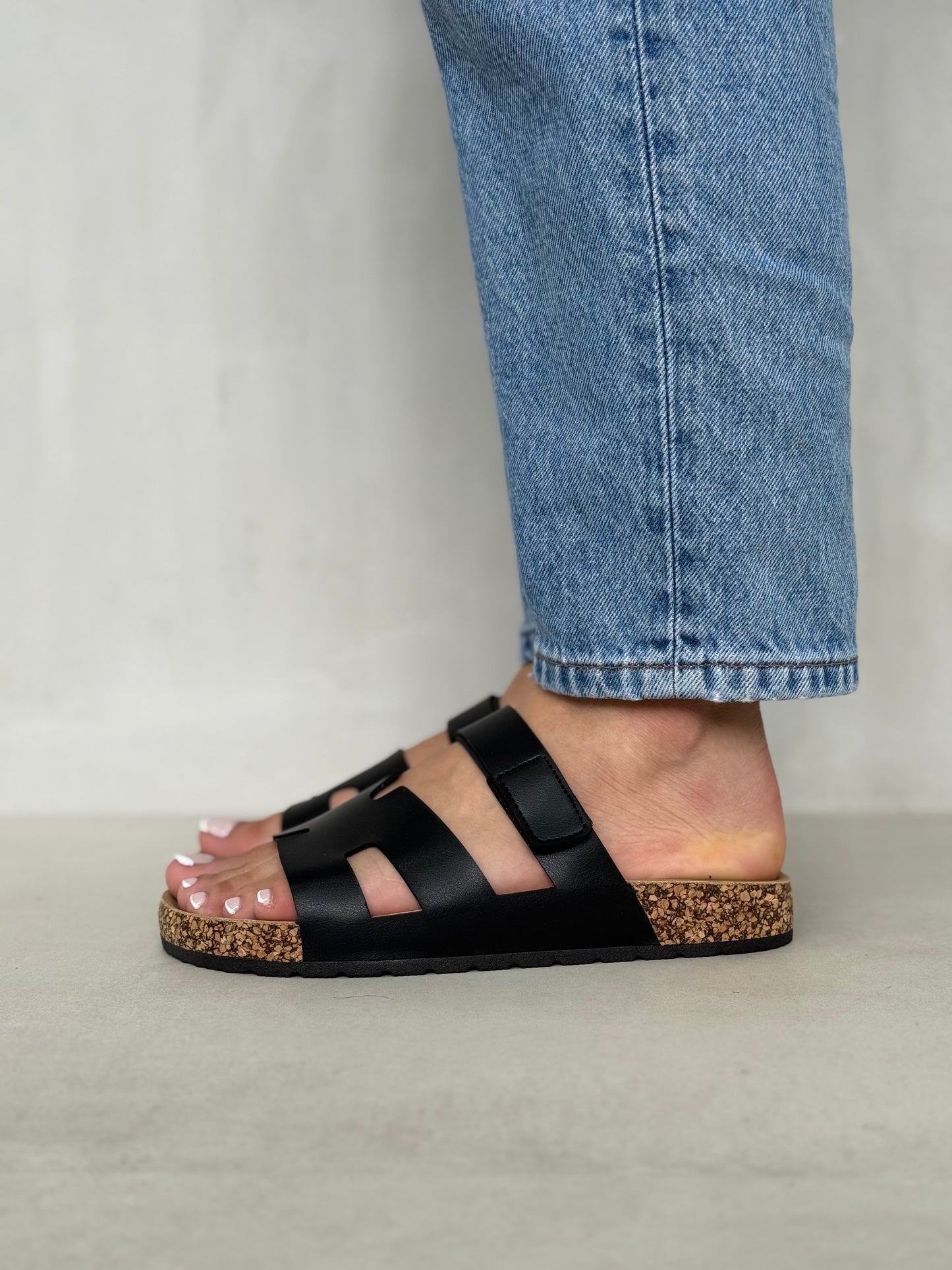 13989-Sandalias Planas de Mujer con Doble Hebilla