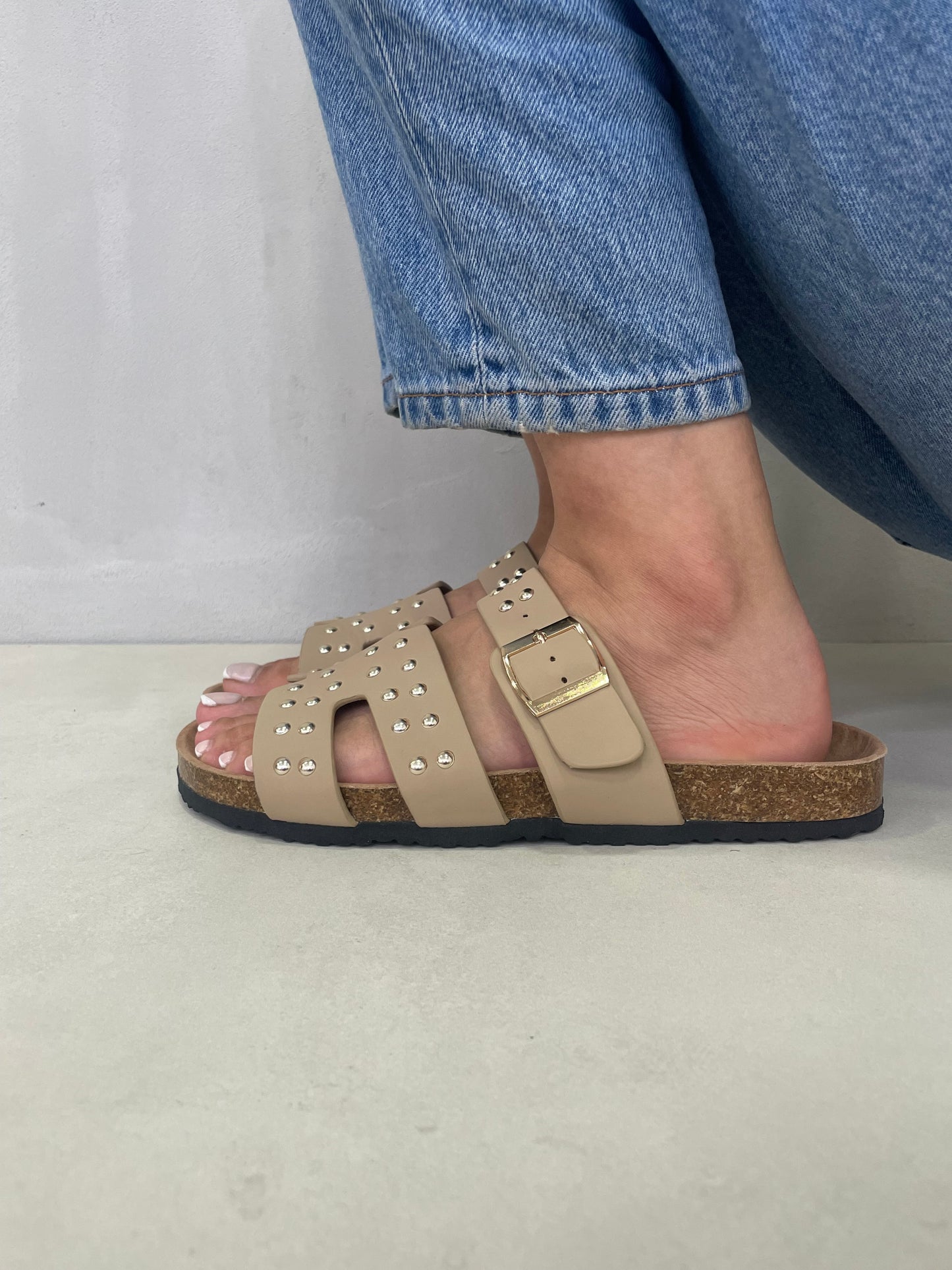 14112-Sandalias de Triple Hebilla para Mujer