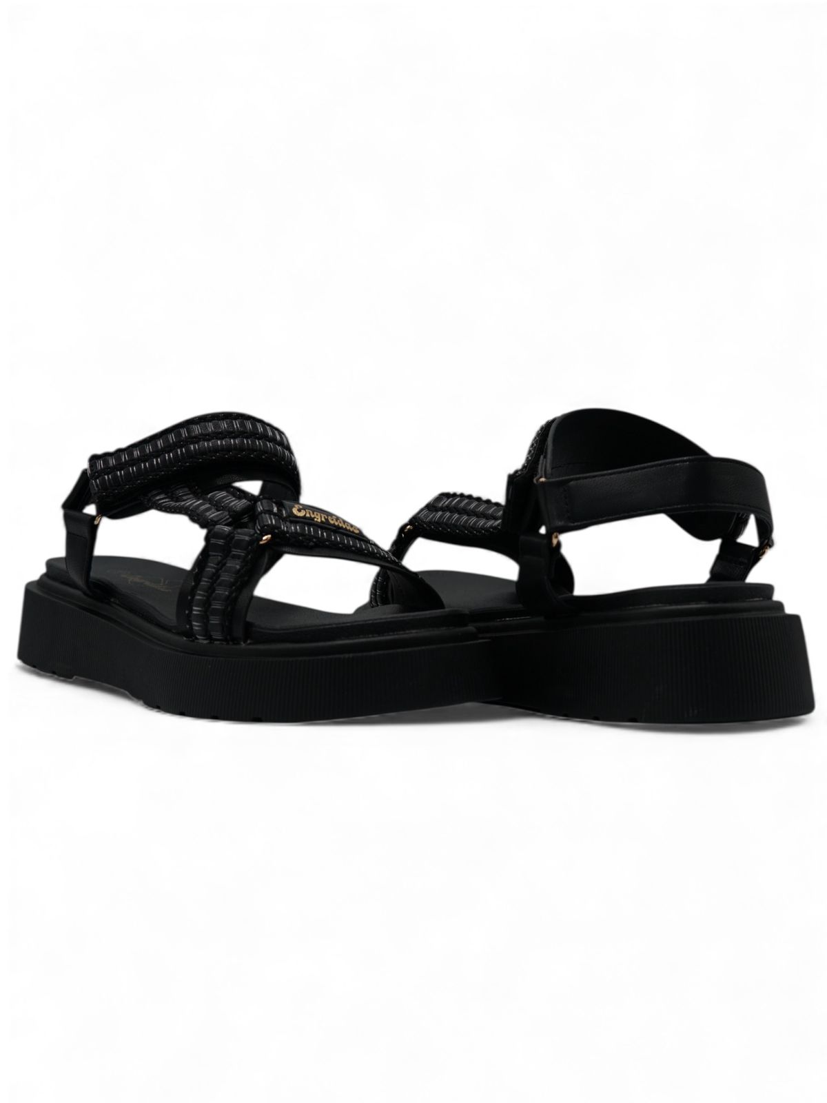 14275 – Sandalias Negras con Plataforma y Cierres Ajustables