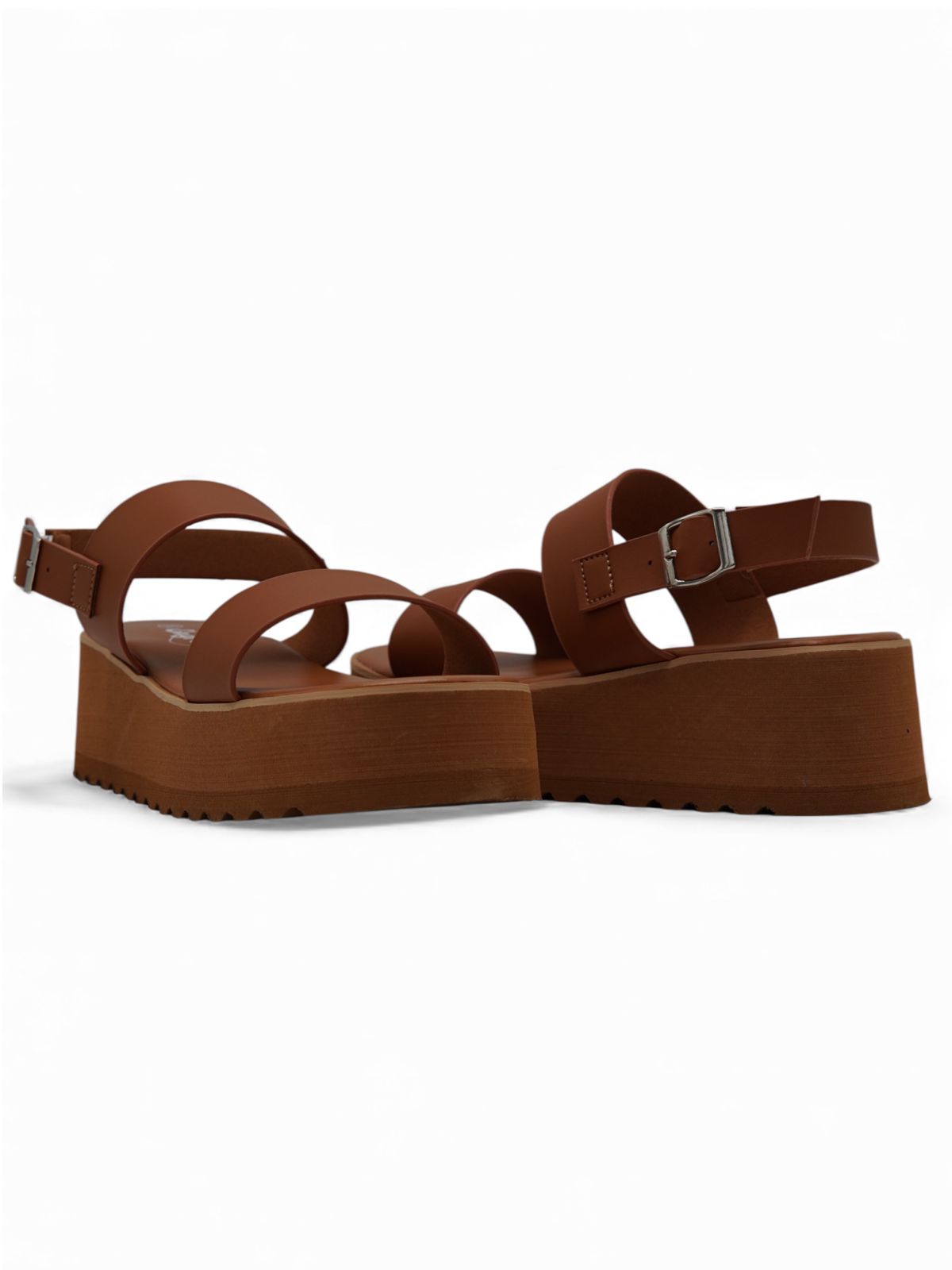 14271 – Sandalias Camel con Plataforma Alta y Hebilla Ajustable