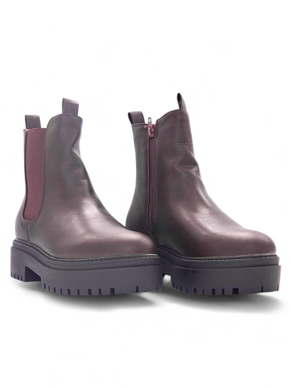 11775 -Botín Chelsea Plataforma para Mujer en Color Café Oscuro