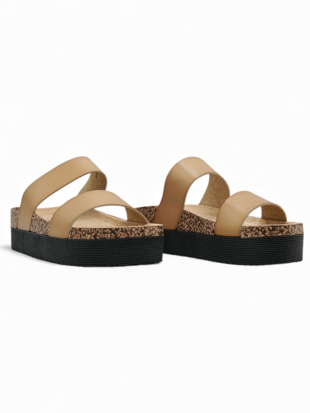 14287 – Sandalias taupe de doble correa para dama