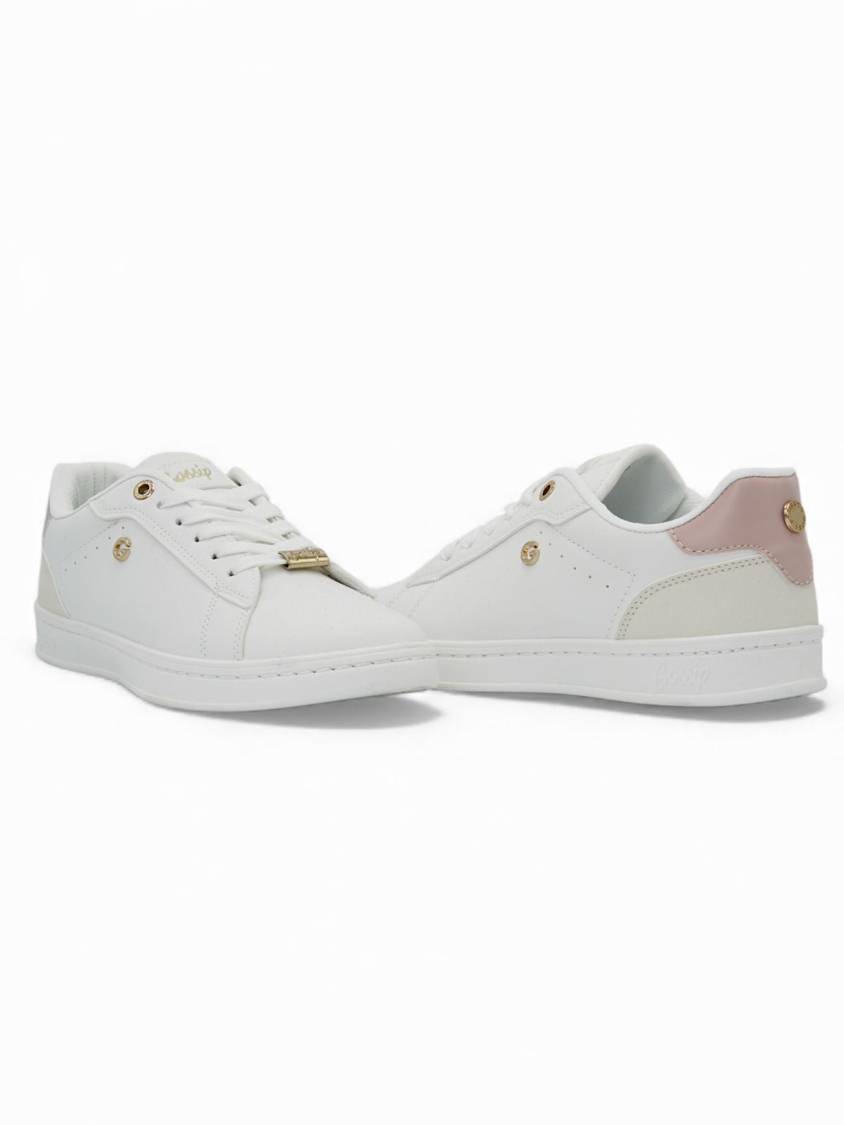 14320 – Zapatillas blancas con detalle rosado para dama