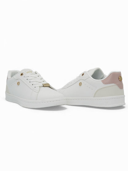 14320 – Zapatillas blancas con detalle rosado para dama