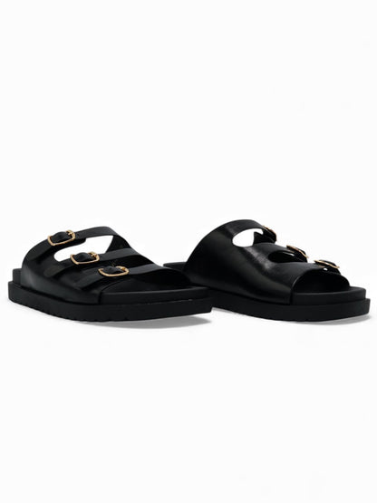 14420 – Sandalias Negras con Hebillas Metálicas