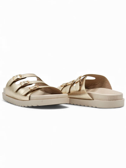 14421 – Sandalias Doradas con Hebillas Metálicas