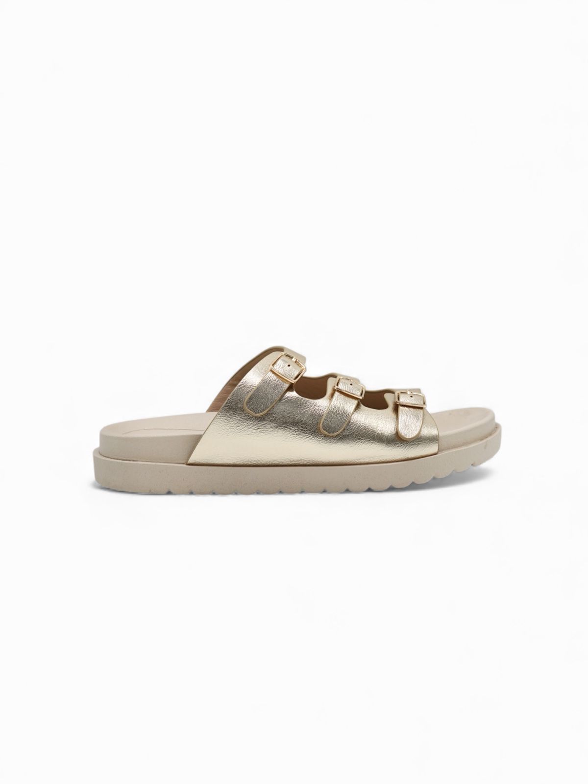 14421 – Sandalias Doradas con Hebillas Metálicas