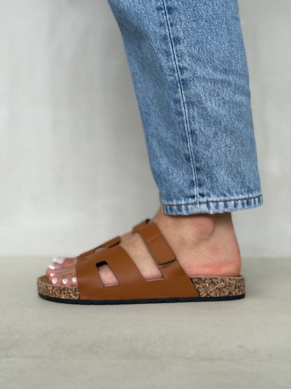 13990-Sandalias Planas de Mujer con Doble Hebilla