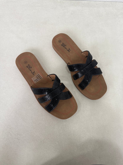 14499 – Sandalias Negras con Brillo Cruzado