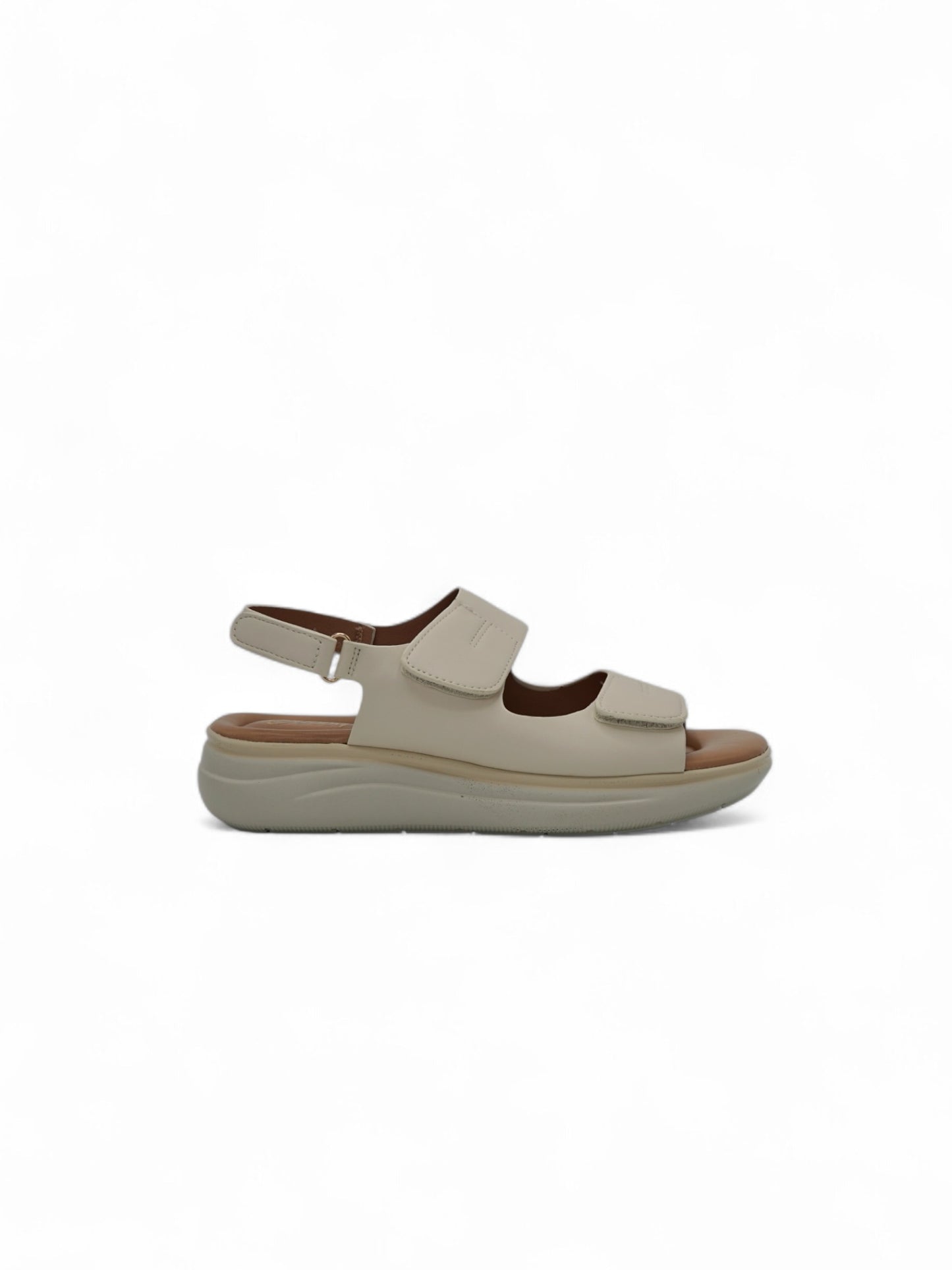 14358 – Sandalias Beige con Plataforma Ergonómica y Cierre de Velcro