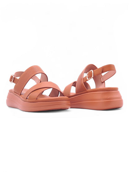 14027-Sandalias de Mujer con Plataforma y Doble Tira Cruzada