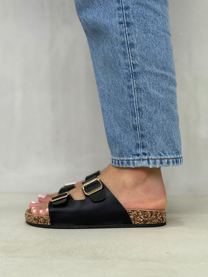 13985 - Sandalias Planas de Mujer con Doble Hebilla