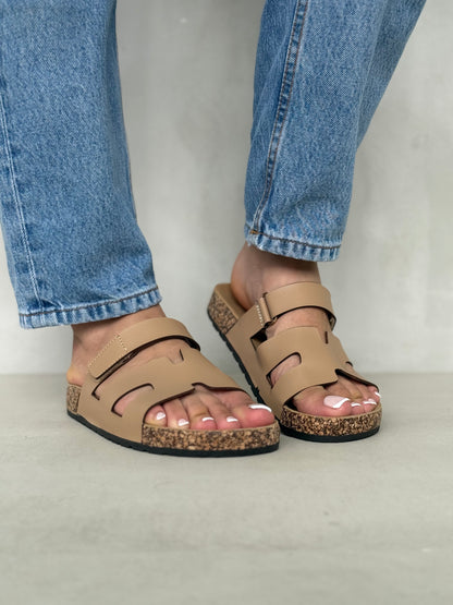 13991-Sandalias Planas de Mujer con Doble Hebilla