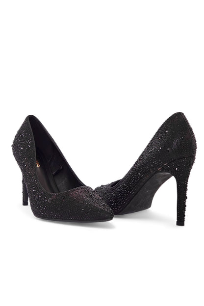 13277 - Stilettos para Mujer en Negro con Pedrería