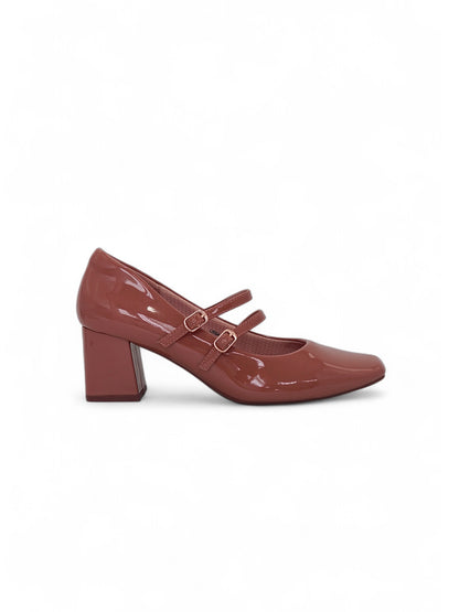 11294 - Zapatos Mary Jane para Mujer en Charol Rosado con Doble Correa