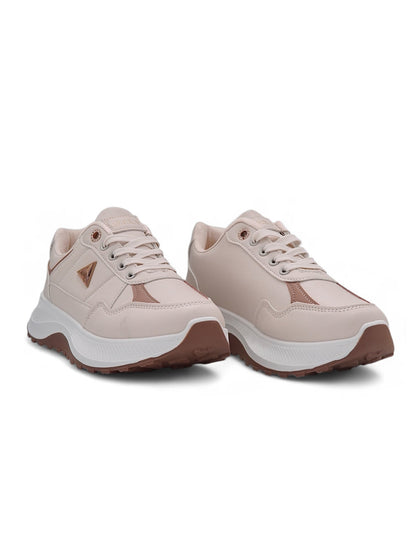 14145 - Tenis Chunky para Mujer en Beige con Detalles Café