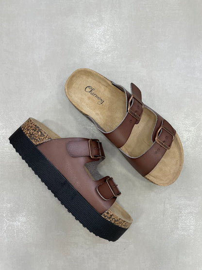14504 – Sandalias Plataforma con Hebillas Chestnut