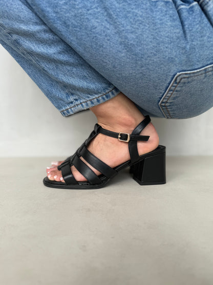 13504 - Sandalias de Tacón Medio para Mujer en Color Negro