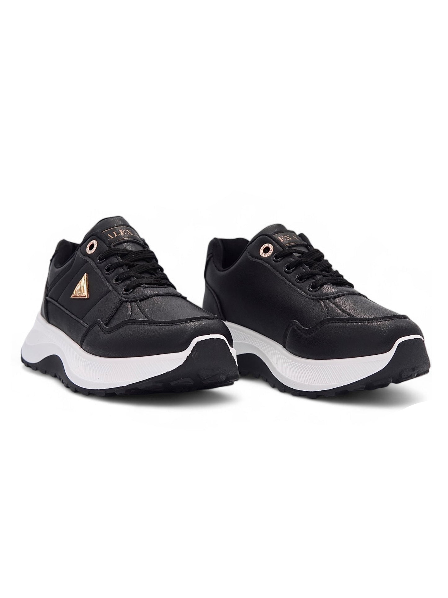14144 - Tenis Chunky para Mujer en Negro con Suela Blanca
