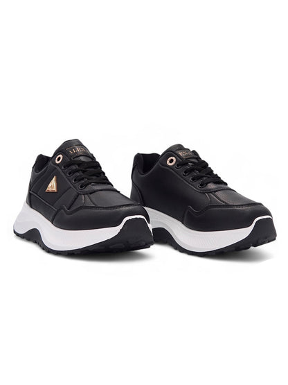 14144 - Tenis Chunky para Mujer en Negro con Suela Blanca