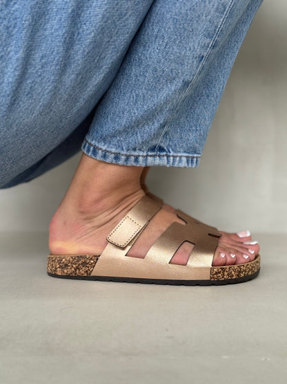 13992-Sandalias Planas de Mujer con Doble Hebilla