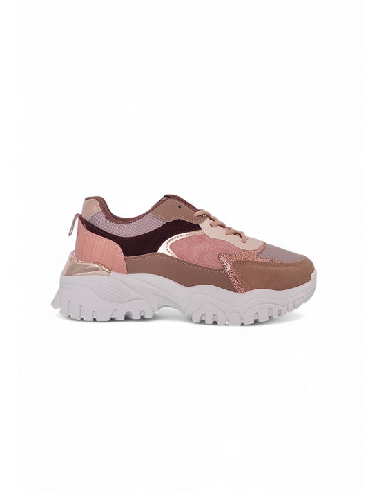 14546 - Tenis Chunky para Mujer en Tonos Rosados y Nude