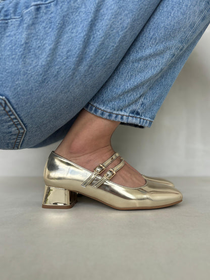 13465 - Zapatos de Tacón Bajo para Mujer Dorados