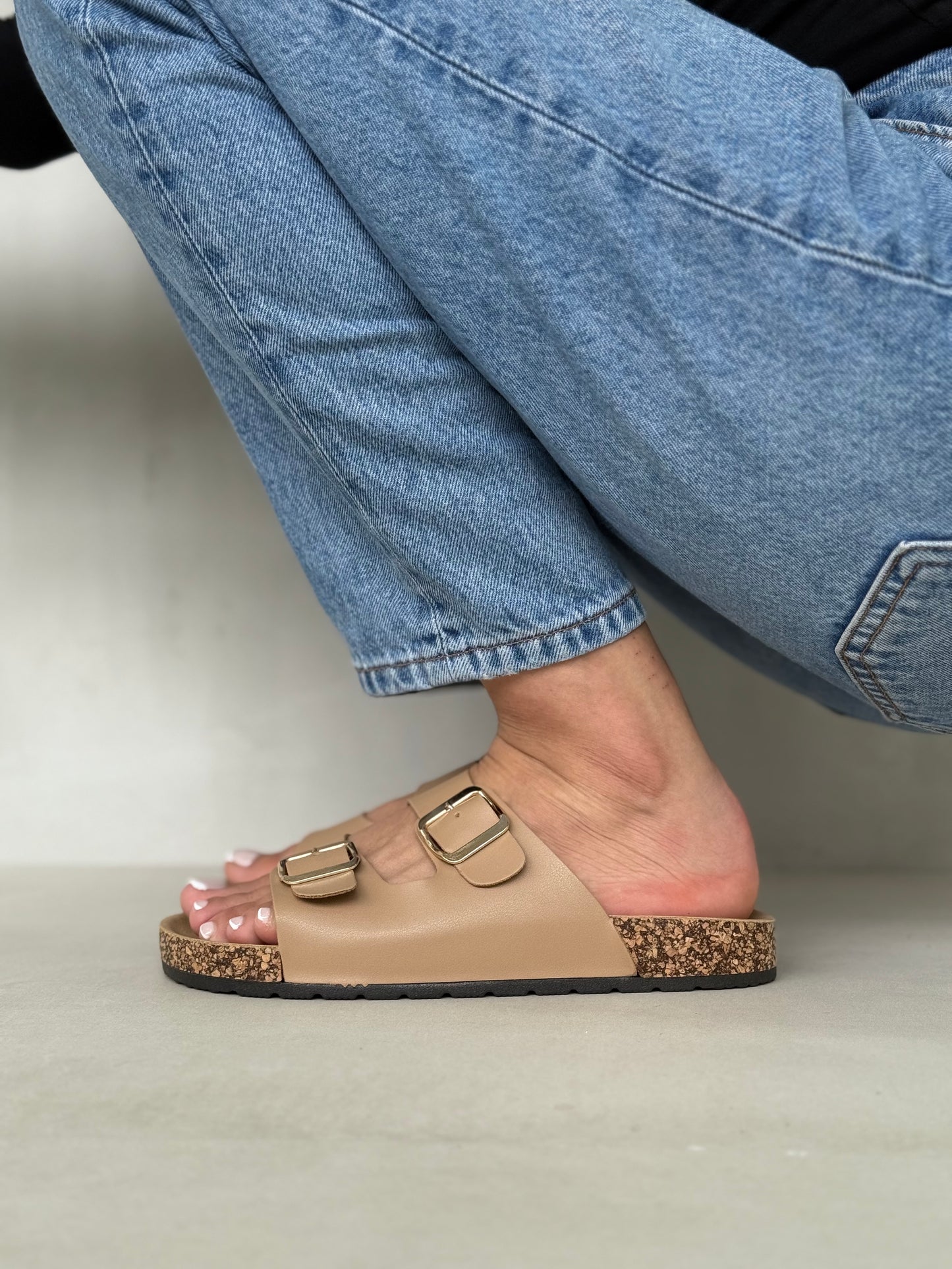 13987-Sandalias Planas de Mujer con Doble Hebilla