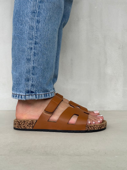 13990-Sandalias Planas de Mujer con Doble Hebilla