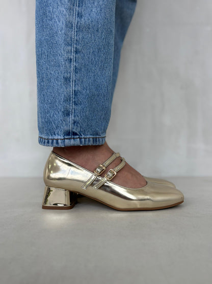 13465 - Zapatos de Tacón Bajo para Mujer Dorados