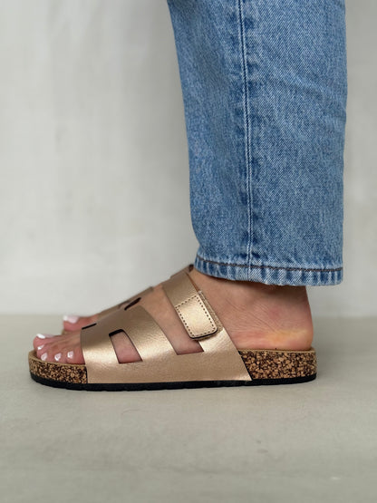 13992-Sandalias Planas de Mujer con Doble Hebilla