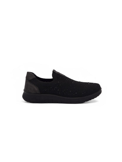14086 - Tenis Slip-On para Mujer en Negro con Detalles Brillantes