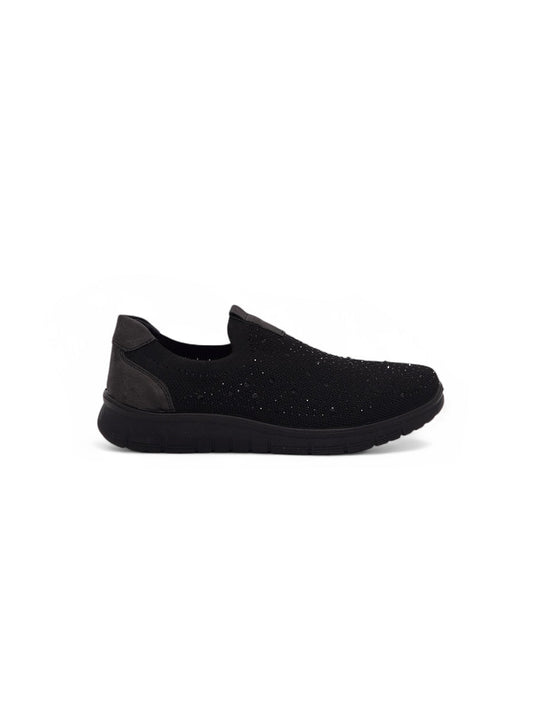 14086 - Tenis Slip-On para Mujer en Negro con Detalles Brillantes