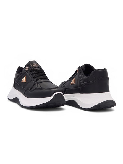 14144 - Tenis Chunky para Mujer en Negro con Suela Blanca