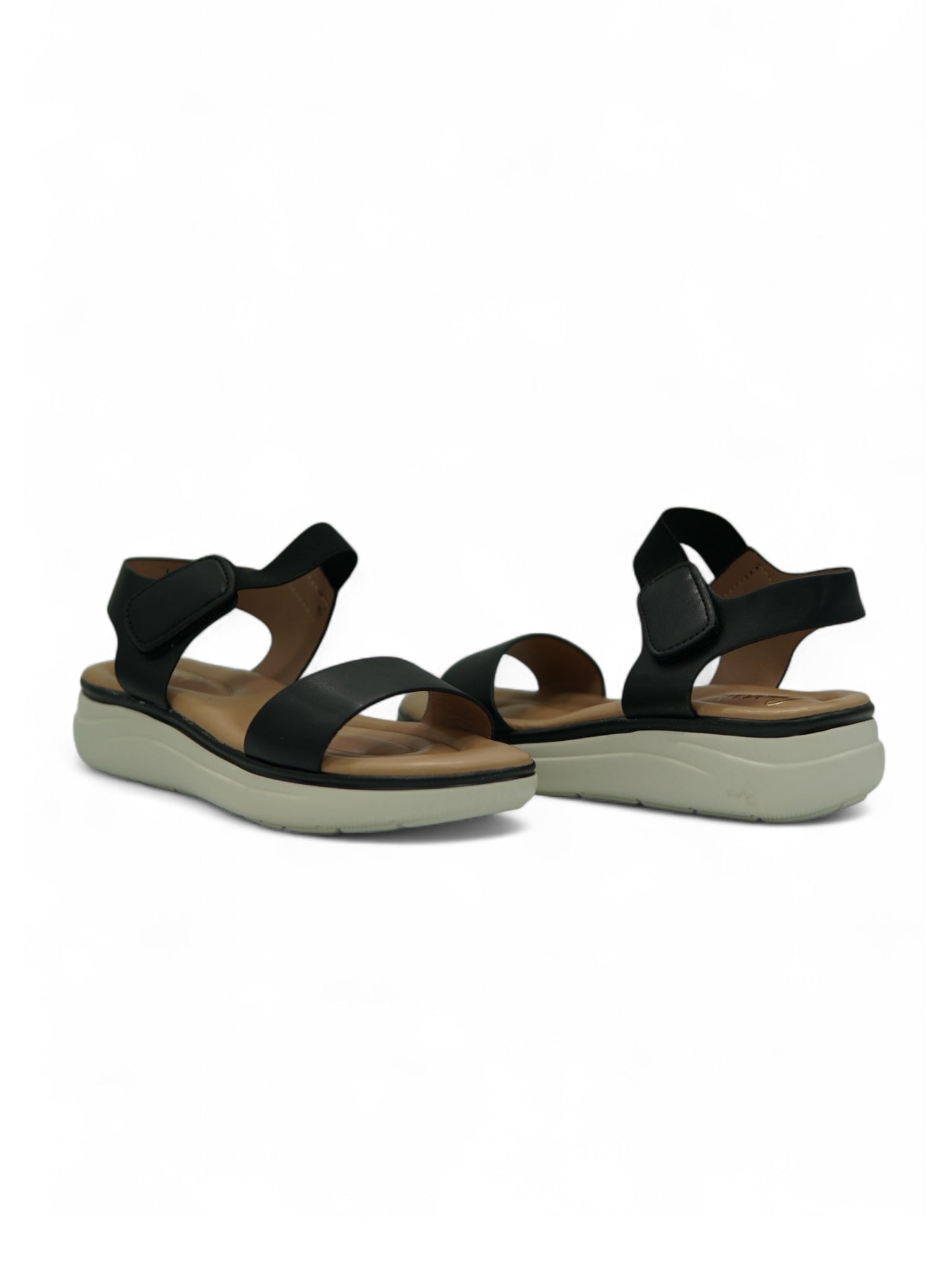 14359 – Sandalias Negras con Plataforma Ergonómica y Cierre de Velcro