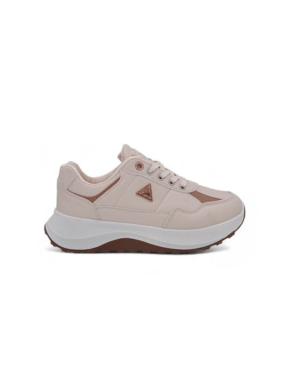 14145 - Tenis Chunky para Mujer en Beige con Detalles Café