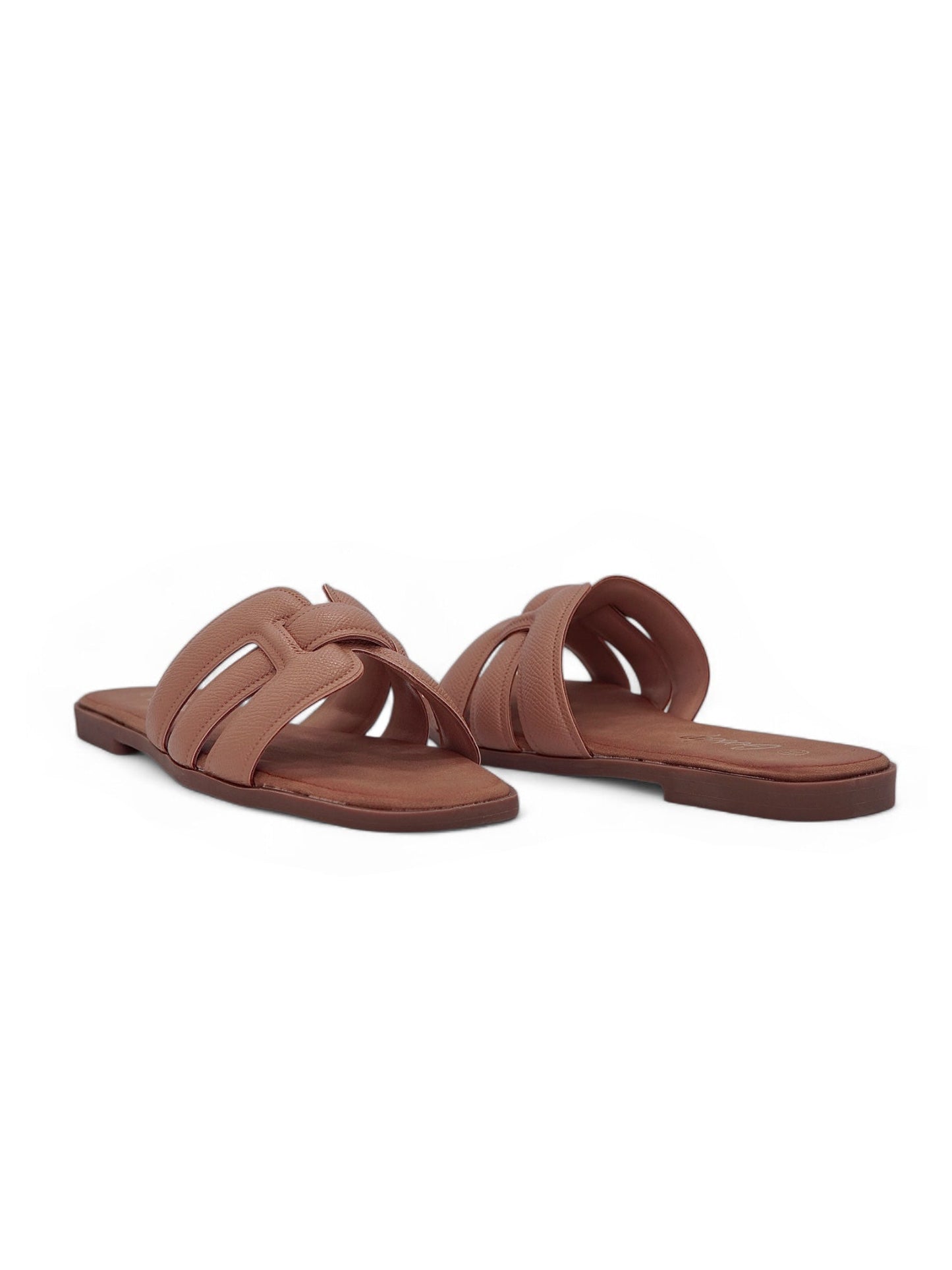 14044 - Sandalias Planas para Mujer en Color Terracota con Tiras Acolchadas