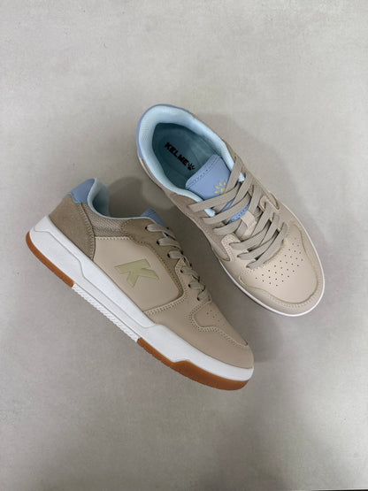14242 – Tenis beige con celeste para dama Kelme