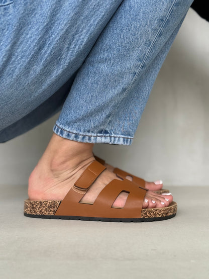 13990-Sandalias Planas de Mujer con Doble Hebilla