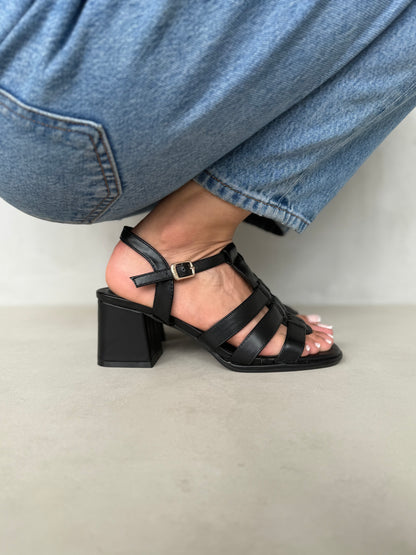 13504 - Sandalias de Tacón Medio para Mujer en Color Negro