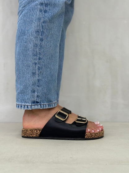 13985 - Sandalias Planas de Mujer con Doble Hebilla