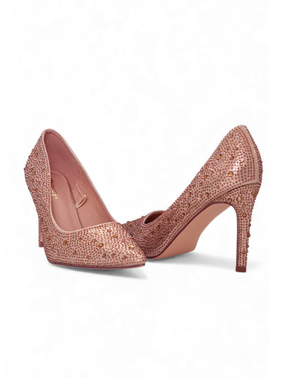 13276 - Stilettos para Mujer en Cobre Rosado con Pedrería