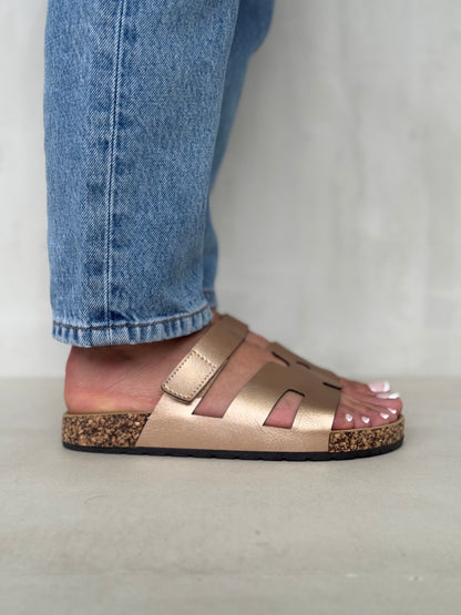 13992-Sandalias Planas de Mujer con Doble Hebilla