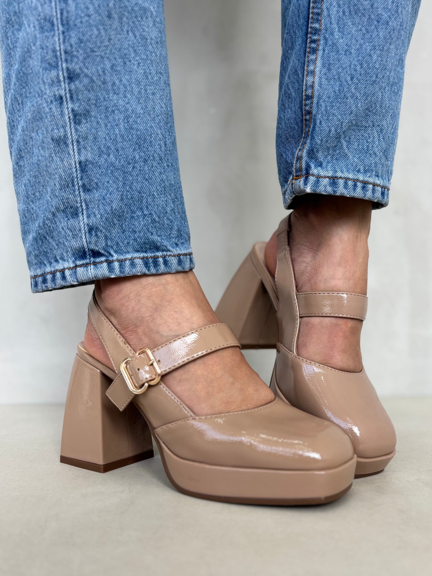 13760 - Zapatos Mary Jane para Mujer en Nude Rosado con Plataforma