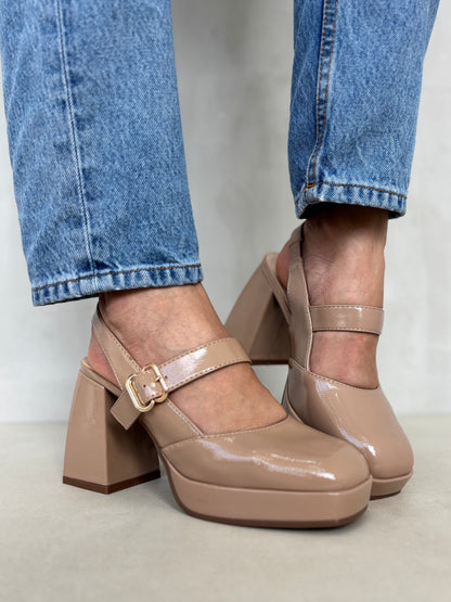 13760 - Zapatos Mary Jane para Mujer en Nude Rosado con Plataforma