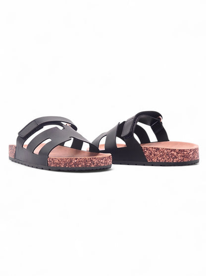 13989-Sandalias Planas de Mujer con Doble Hebilla