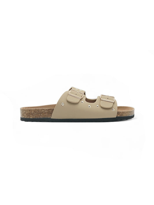 14108 - Sandalias de Mujer Beige con Hebillas