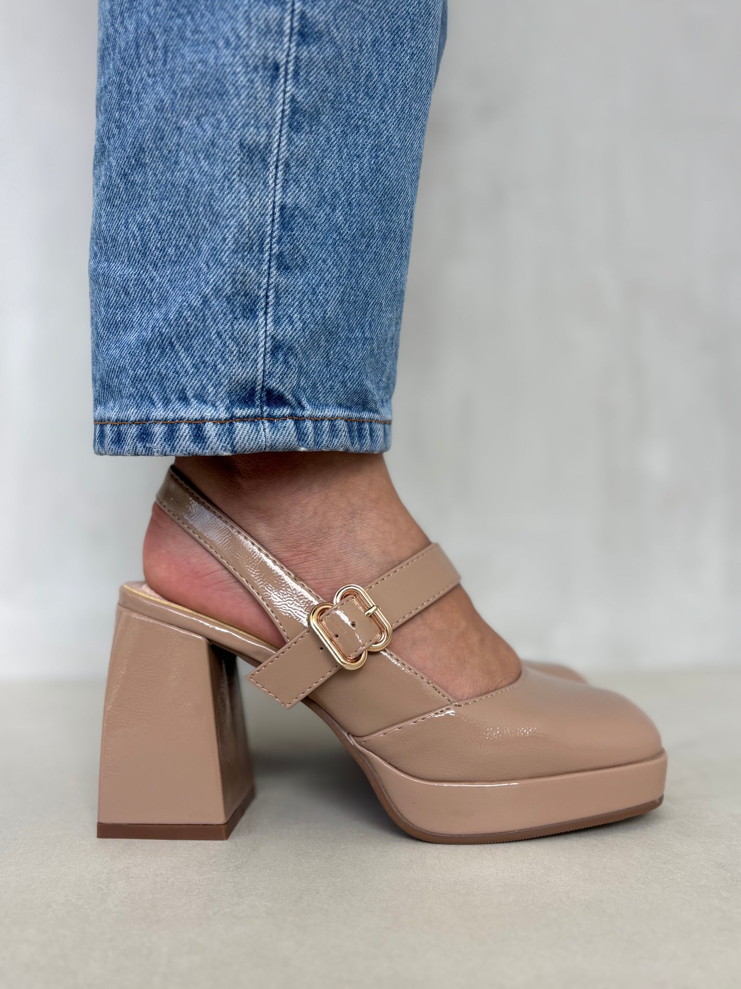 13760 - Zapatos Mary Jane para Mujer en Nude Rosado con Plataforma