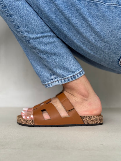 13990-Sandalias Planas de Mujer con Doble Hebilla